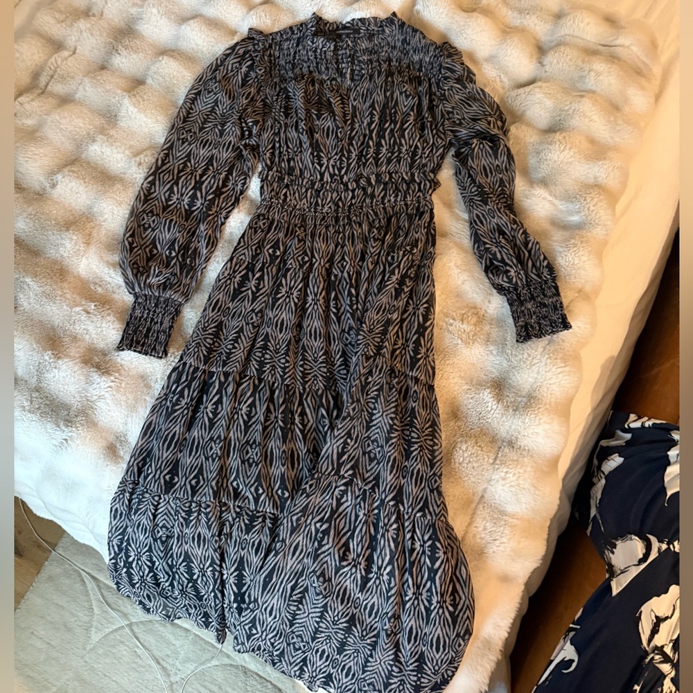 Fall Black, brown and White Patterned Dress